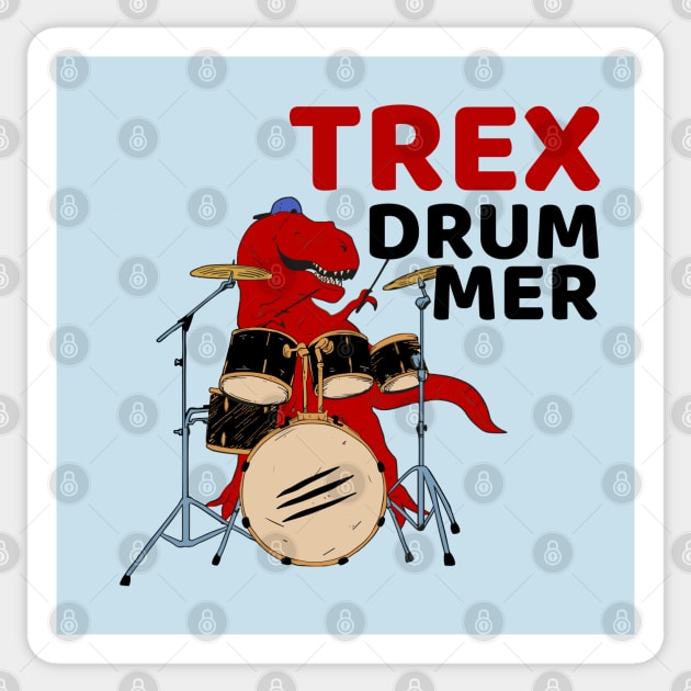 Red Trex Dinosaur Animal Drummer Sticker by Illustradise